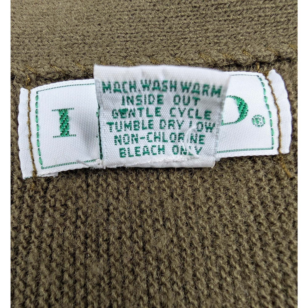 Vintage Izod Cardigan Mens Large Sweater Retro Preppy USA Made Acrylic Green - Picture 6 of 9